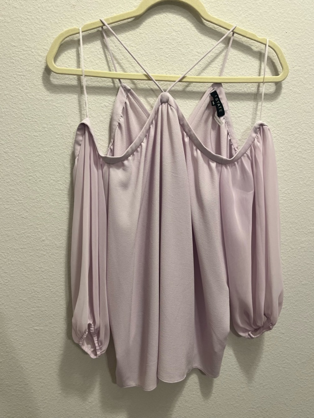 Light Lavender Off-Shoulder Chffon Blouse with Strappy Neck. NWOT - Picture 5 of 5